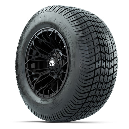 GTW® Stellar Black 12 in Wheels with 255/50-12 Excel Classic Street Tires – Full Set