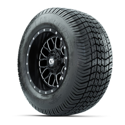 GTW® Helix Black/Machined 12 in Wheels with 255/50-12 Excel Classic Street Tires – Full Set