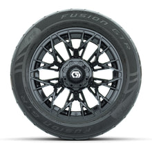GTW® Stellar Black 14 in Wheels with 255/45-R14 Fusion GTR Steel Belt Radial Street Tires – Full Set