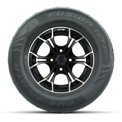 GTW® Spyder Matte Black/Bronze 12 in Wheels with 255/55-R12 Fusion GTR Steel Belt Radial Street Tires – Full Set