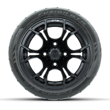GTW® Spyder Matte Black 12 in Wheels with 215/40-R12 Fusion GTR Steel Belt Radial Street Tires – Full Set