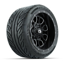 GTW® Volt Black/Machined 12 in Wheels with 215/40-R12 Fusion GTR Steel Belt Radial Street Tires – Full Set