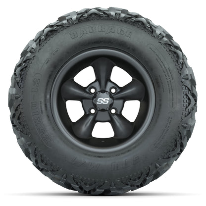GTW® Godfather Matte Gray 12 in Wheels with 25X10-12 Barrage Mud Tires – Full Set