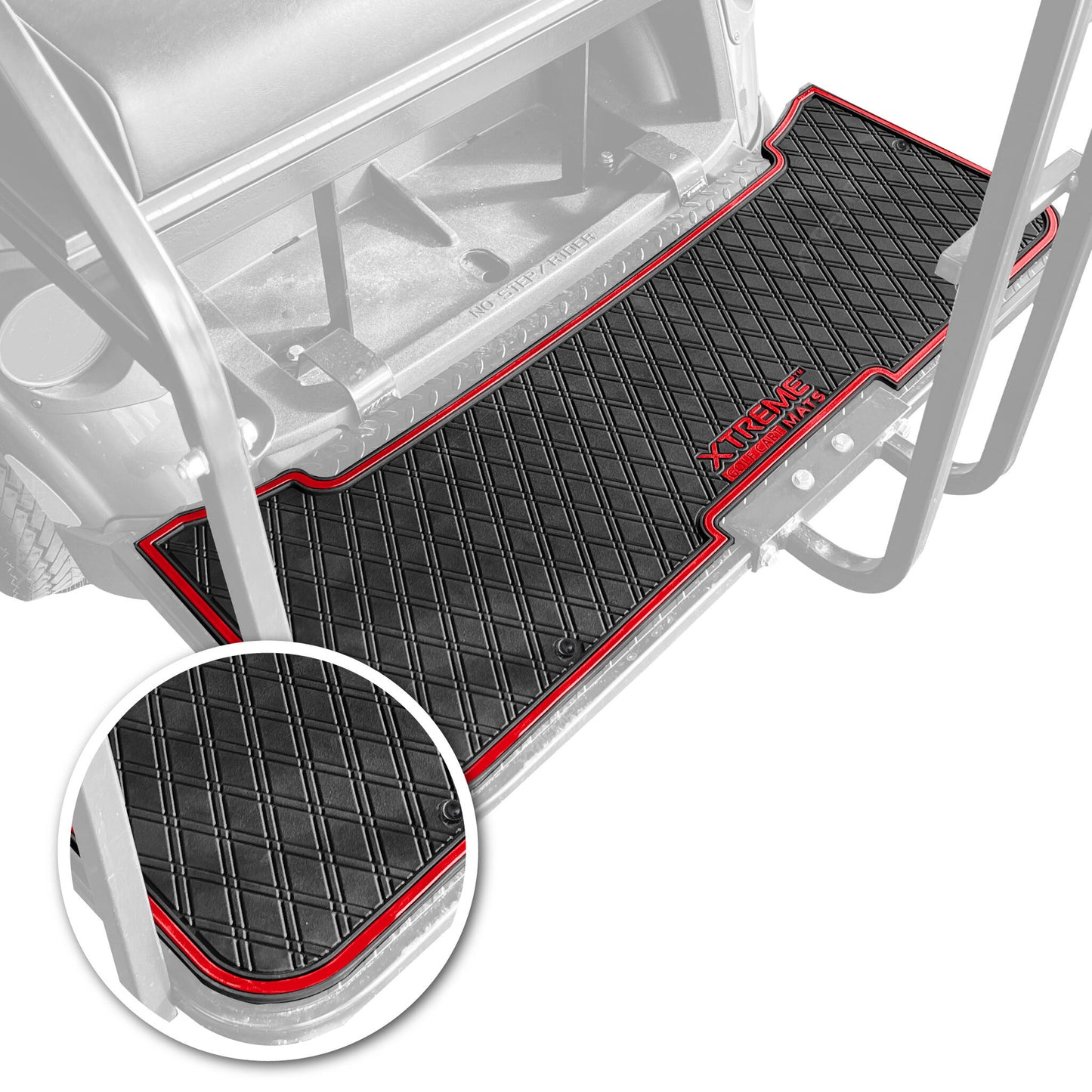 Xtreme Rear Floor Mat for EZGO RXV & TXT Rear Seats - Black/Red