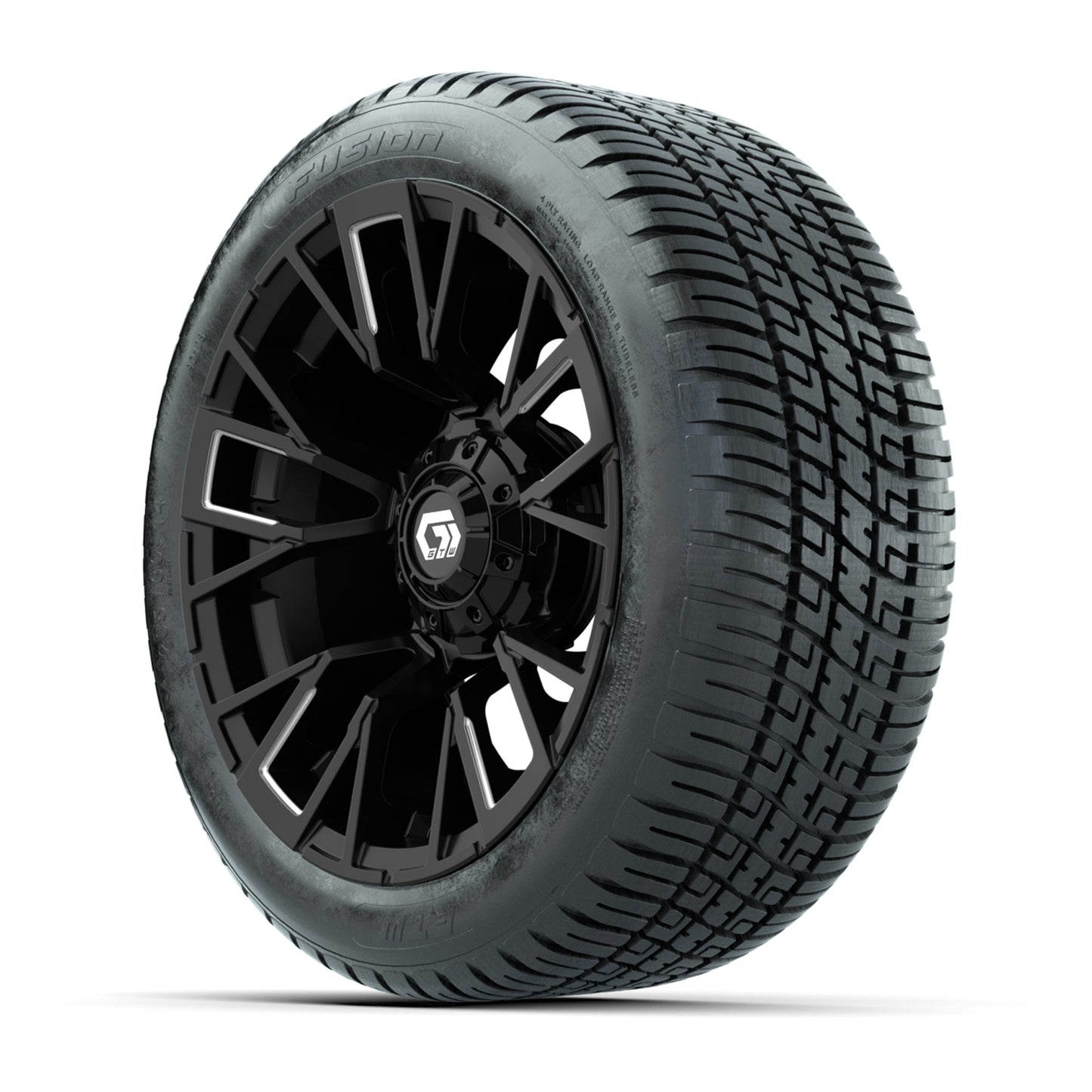 GTW® Vandal Matte Black/Machined 14 in Wheels with 205/30-14 Fusion Street Tires – Full Set