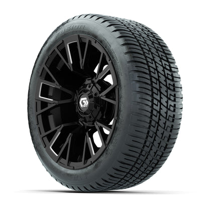 GTW® Vandal Matte Black/Machined 14 in Wheels with 205/30-14 Fusion Street Tires – Full Set