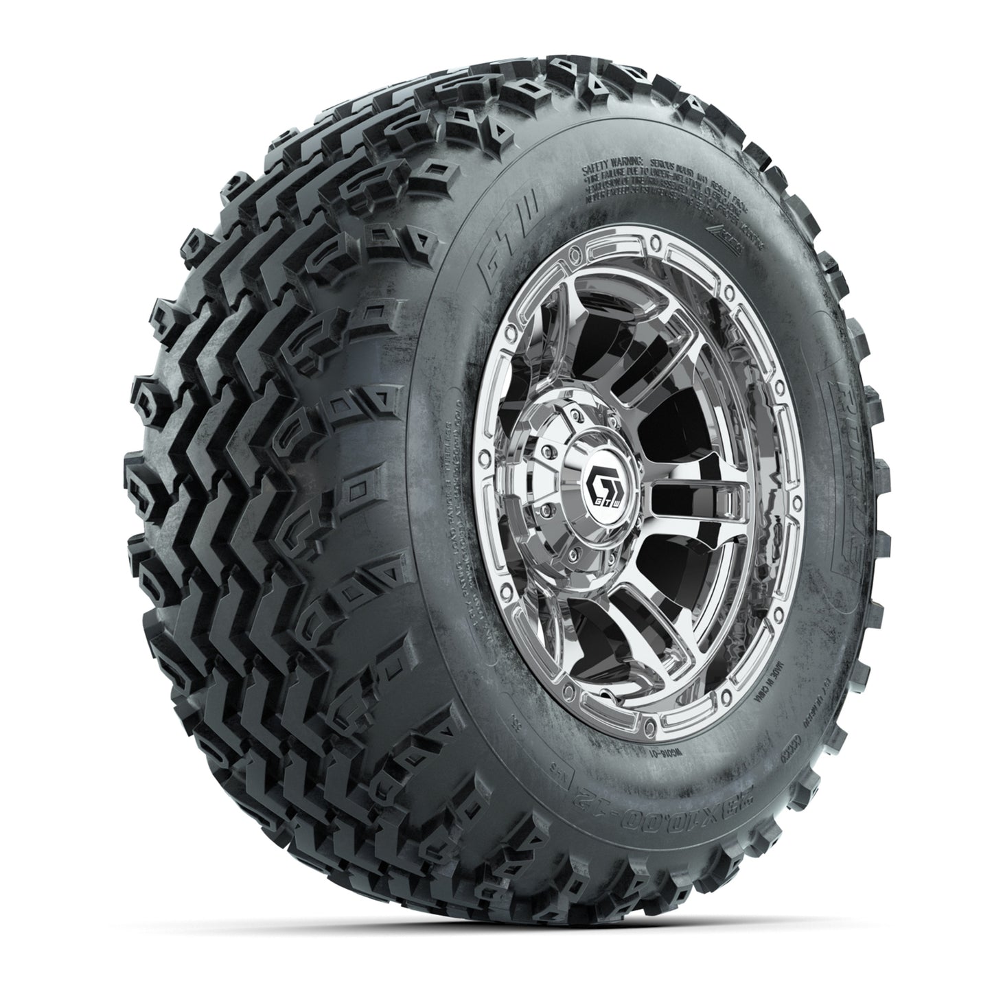 GTW® Shogun Chrome 12 in Wheels with 23X10.00-12 Rogue All-Terrain Tires – Full Set