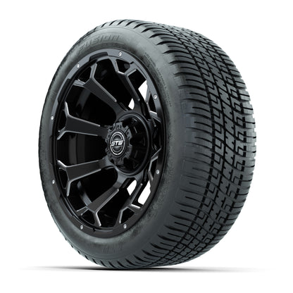 GTW® Raven Matte Black/Ball Milled 14 in Wheels with 205/30-R14 Fusion Street Tires – Full Set