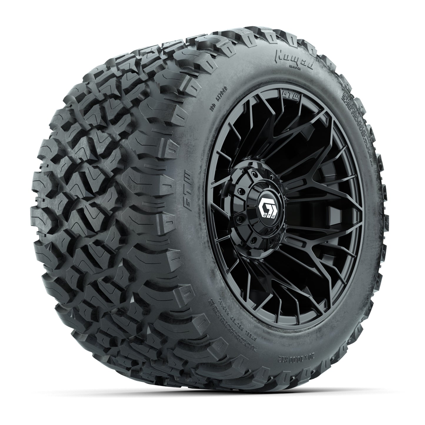 GTW® Stellar Black 12 in Wheels with 20X10-12 Nomad Steel Belt Radial All-Terrain Tires - Full Set