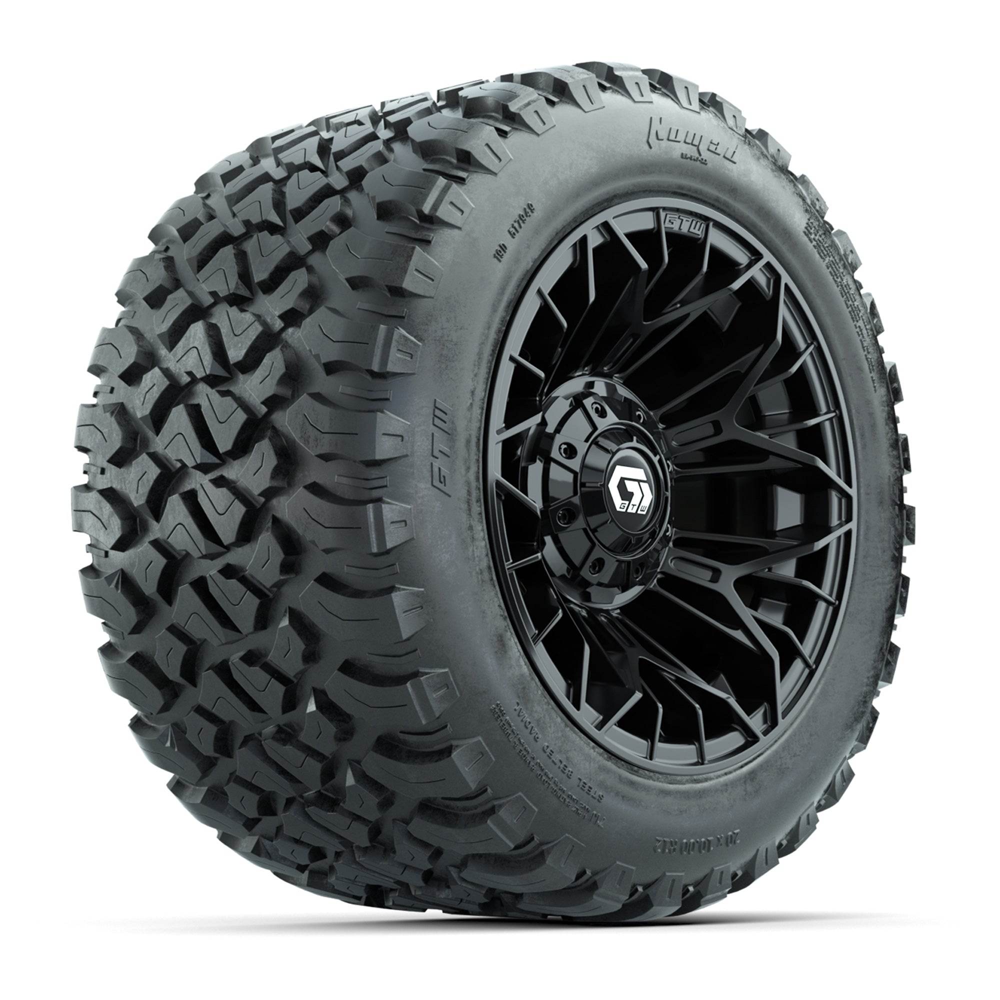 GTW® Stellar Black 12 in Wheels with 20X10-12 Nomad Steel Belt Radial All-Terrain Tires - Full Set