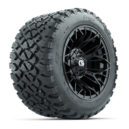GTW® Stellar Black 12 in Wheels with 20X10-12 Nomad Steel Belt Radial All-Terrain Tires - Full Set