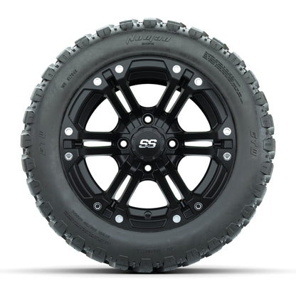 GTW® Specter Matte Black 12 in Wheels with 20X10-12 Nomad Steel Belt Radial All-Terrain Tires – Full Set