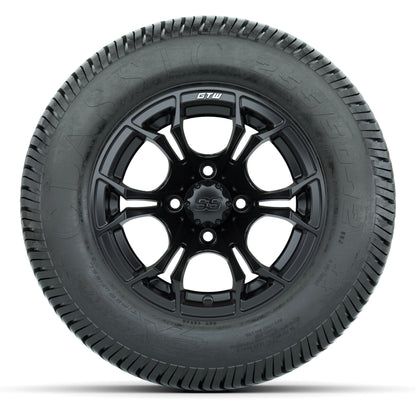 GTW® Spyder Matte Black 12 in Wheels with 255/50-12 Excel Classic Street Tires – Full Set
