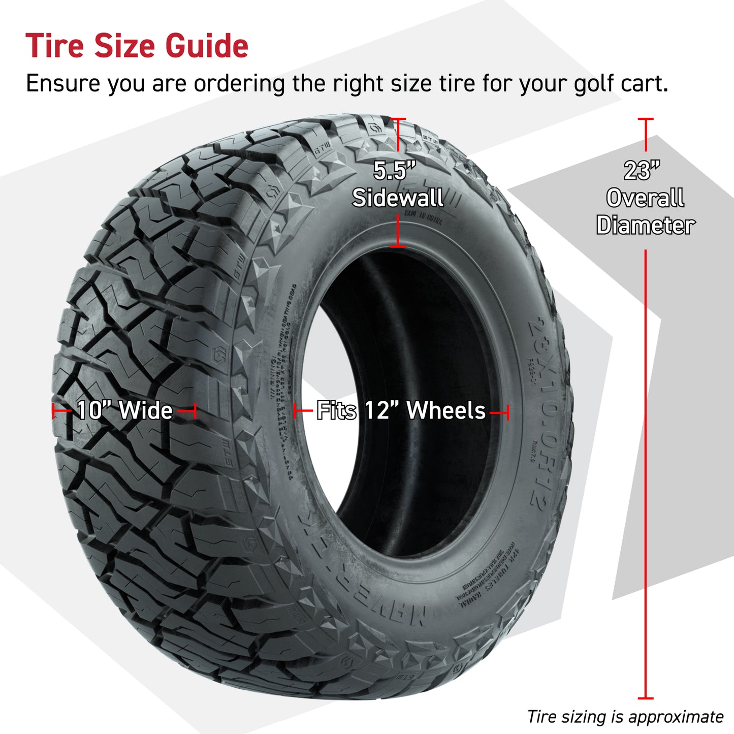 GTW Stellar Matte Black 12 in Wheels with 23x10.00-R12 Maverick All-Terrain Tires - Full Set