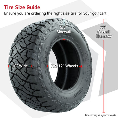 GTW Vandal Matte Black/Machined 12 in Wheels with 23x10.00-R12 Maverick All-Terrain Tires – Full Set