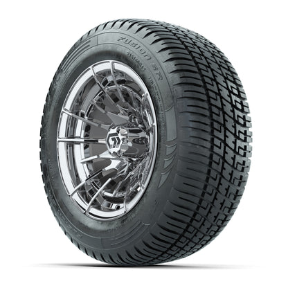 GTW® Boost Chrome 12 in Wheels with 215/50-R12 Fusion S/R Steel Belt Radial Tires – Full Set