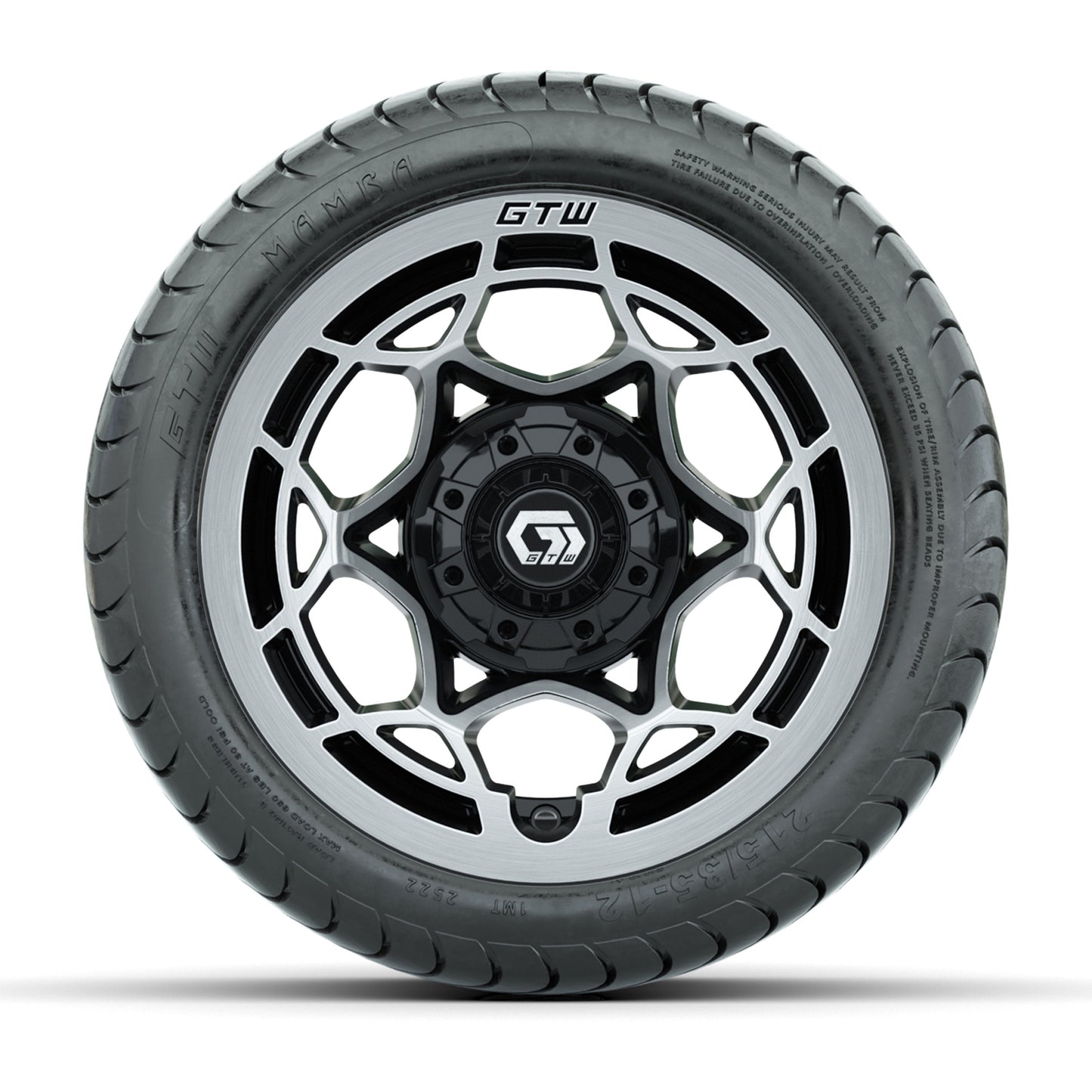 GTW® Nexus Gloss Black 12 in Wheels with 215/35-12 Mamba Street Tires – Full Set