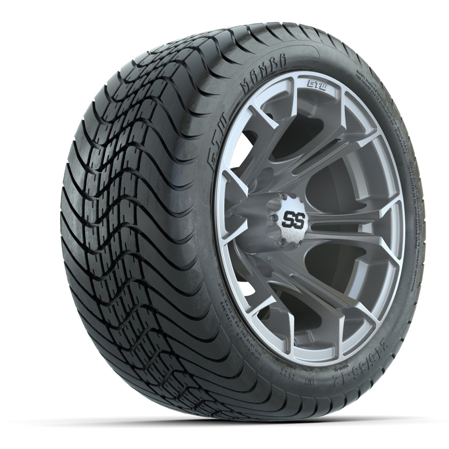 GTW® Spyder Silver Brush 12 in Wheels with 215/35-12 Mamba Street Tires – Full Set