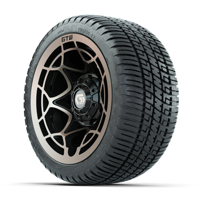 GTW® Nexus Black with Bronze Face 12 in Wheels with 205/30-12 Fusion Street Tires – Full Set