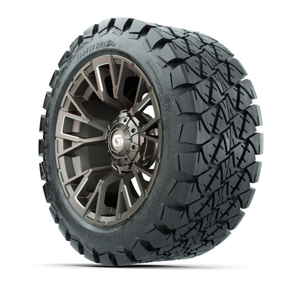 GTW® Vandal Satin Bronze/Machined 14 in Wheels with 22x10-14 Timberwolf All-Terrain Tires – Full Set