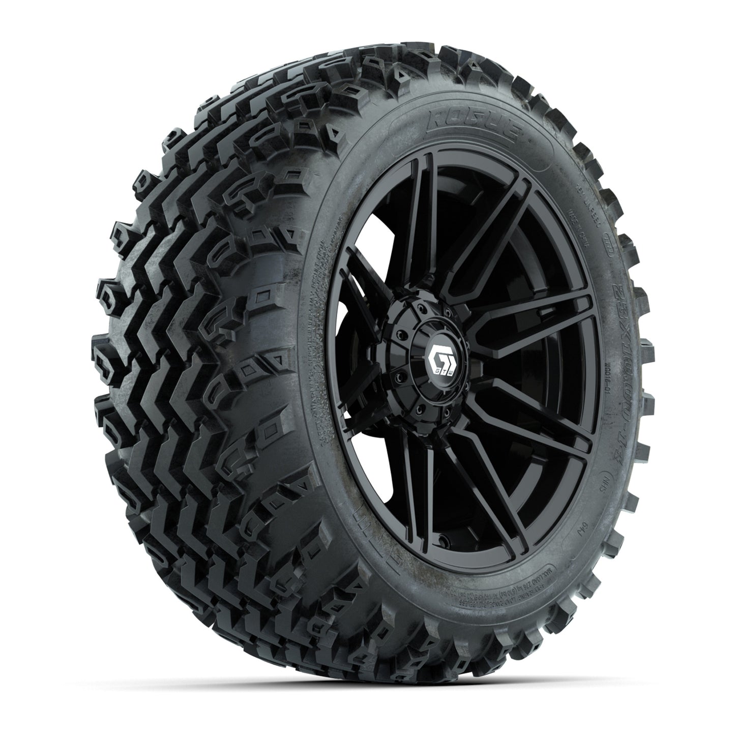 GTW® Stealth Gloss Black 14 in Wheels with 23X10-14 Rogue All-Terrain Tires – Full Set