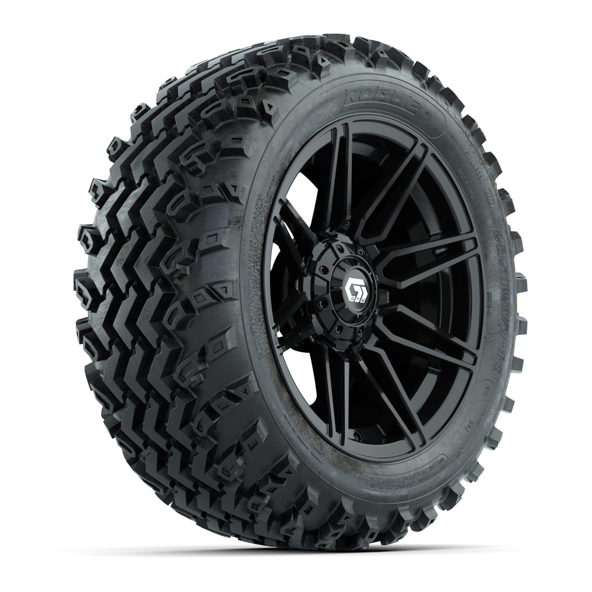 GTW® Stealth Gloss Black 14 in Wheels with 23X10-14 Rogue All-Terrain Tires – Full Set