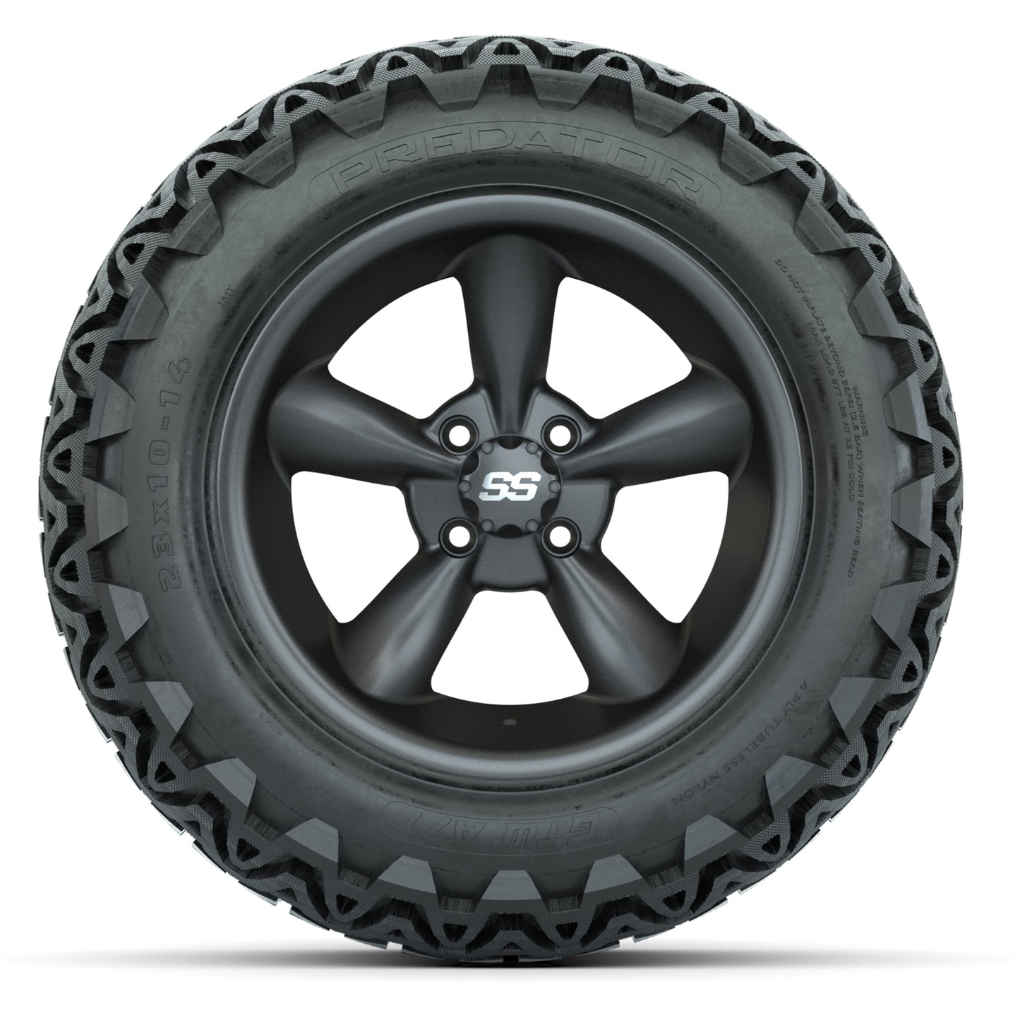 GTW Godfather Matter Gray 14 in Wheels with 23X10-14 Predator All-Terrain Tires – Full Set