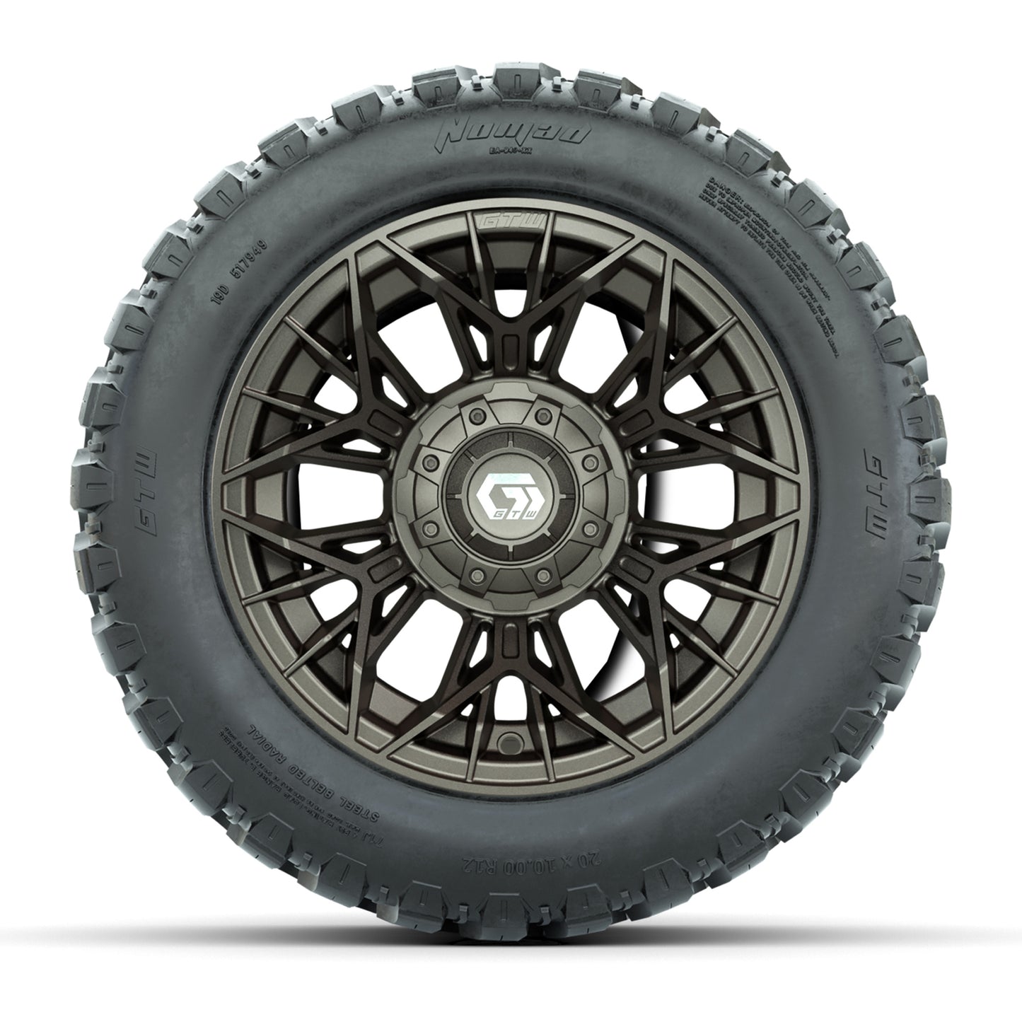 GTW® Stellar Matte Bronze 12 in Wheels with 20X10-12 Nomad Steel Belt Radial All-Terrain Tires - Full Set