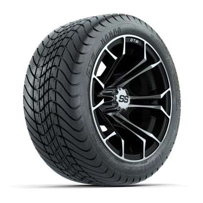 GTW Spyder Black and Machined 12 in Wheels with 18in Mamba Street Tires – Set of 4