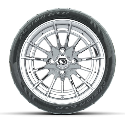 GTW® Boost Chrome 14 in Wheels with 205/40-R14 Fusion GTR Steel Belted Street Tires – Full Set