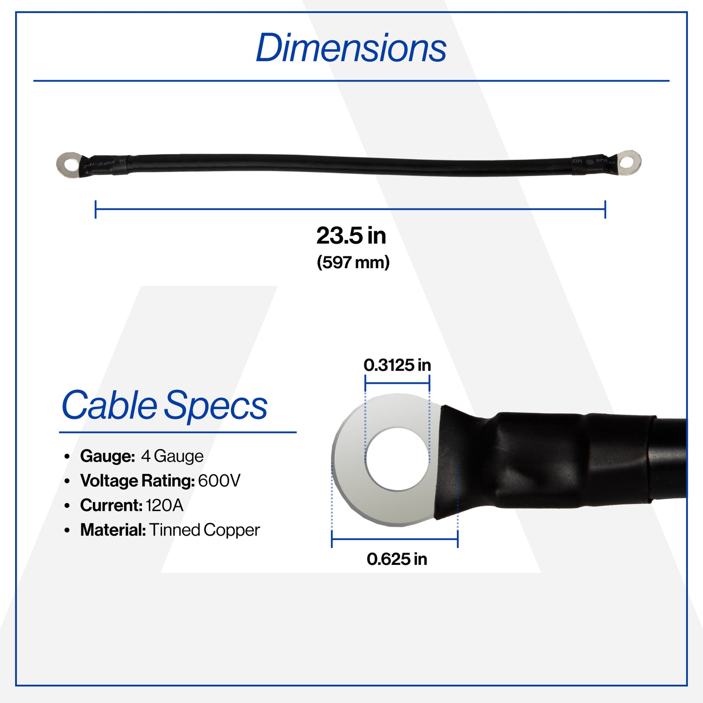 23.5 Inch 4-Gauge Black Battery Cable