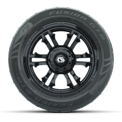 GTW® Shogun Gloss Black 14 in Wheels with 255/45-R14 Fusion GTR Steel Belt Radial Street Tires – Full Set