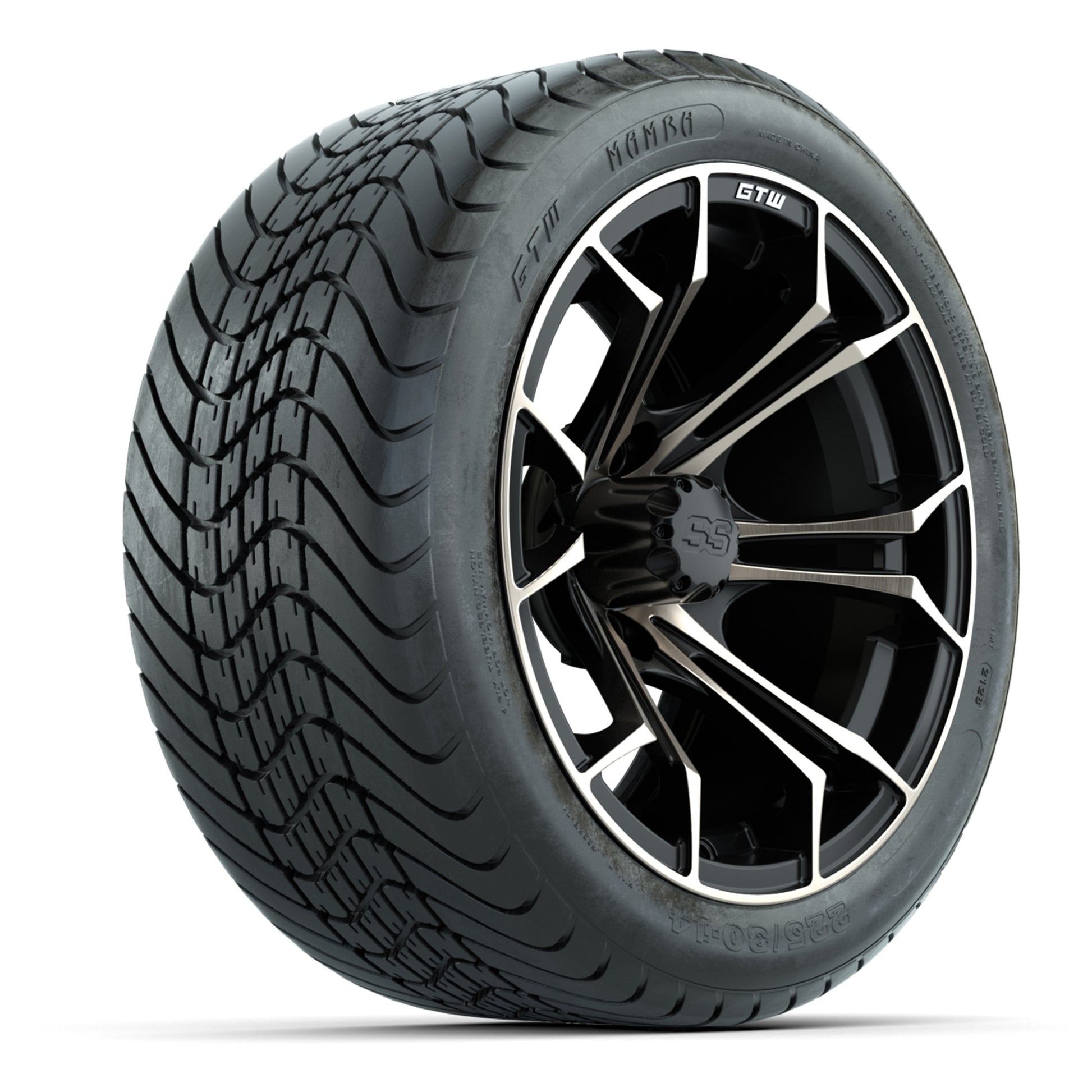 GTW Spyder Matte Black/Bronze 14 in Wheels with 225/30-14 Mamba Street Tires – Full Set