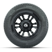 GTW® Shogun Gloss Black 12 in Wheels with 215/50-R12 Fusion S/R Steel Belt Radial Tires – Full Set