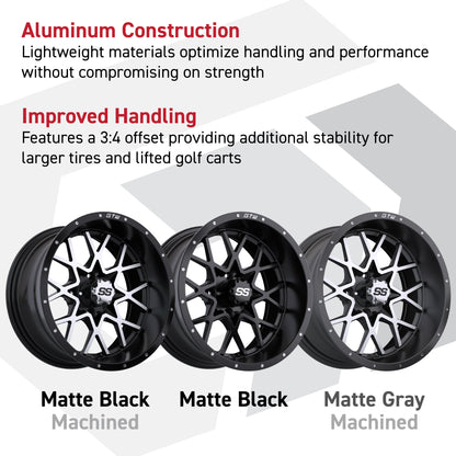 GTW® Vortex 2 Matte Gray//Machined 14 in Wheels with 23X10-R14 Nomad Steel Belt Radial All-Terrain Tires – Full Set