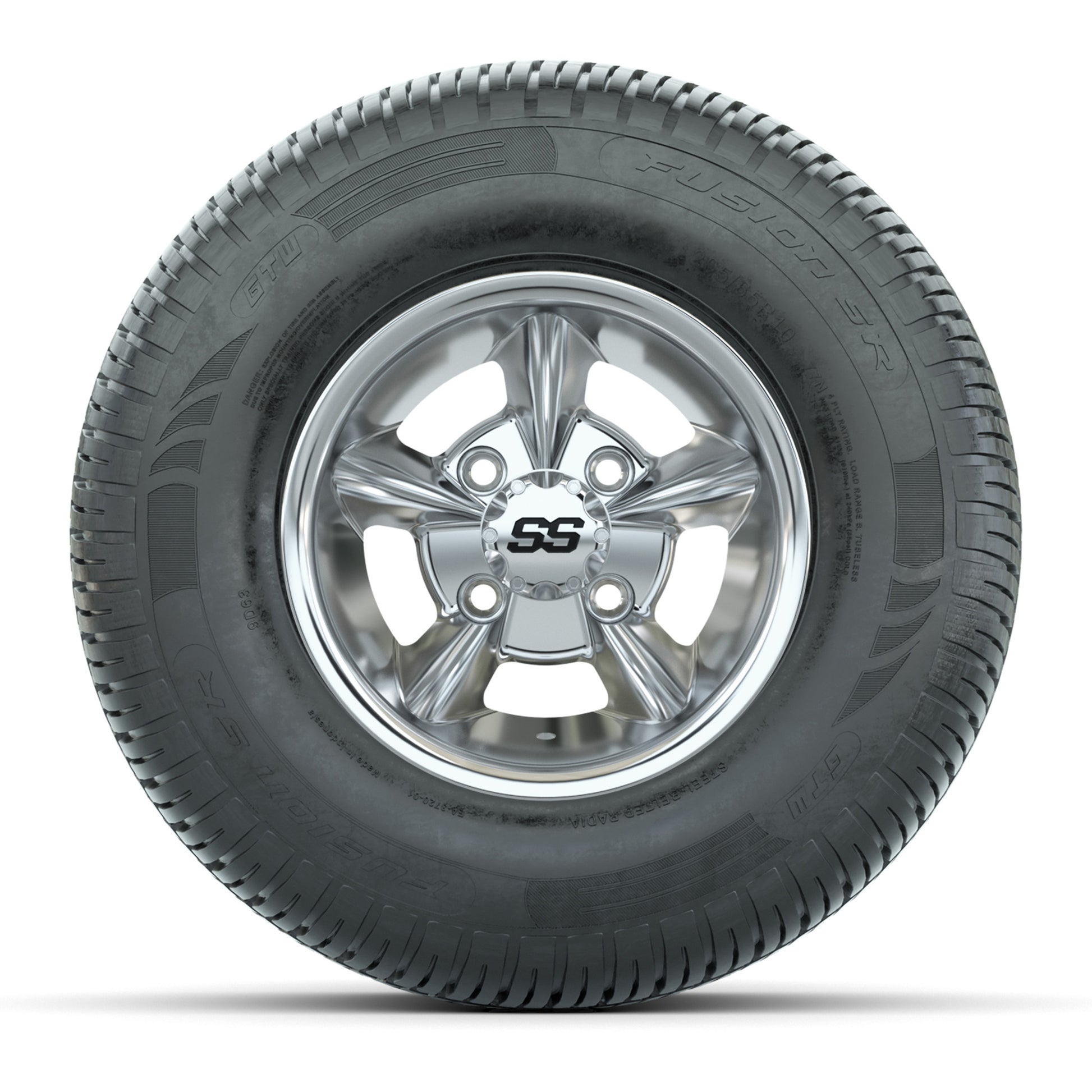 GTW Godfather Chrome 10 in Wheels with 205/65-R10 Fusion S/R Steel Belt Radial Street Tires – Full Set