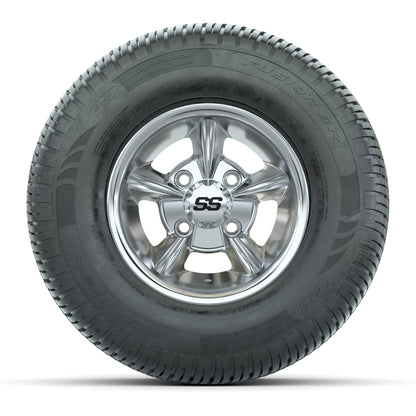 GTW Godfather Chrome 10 in Wheels with 205/65-R10 Fusion S/R Steel Belt Radial Street Tires – Full Set