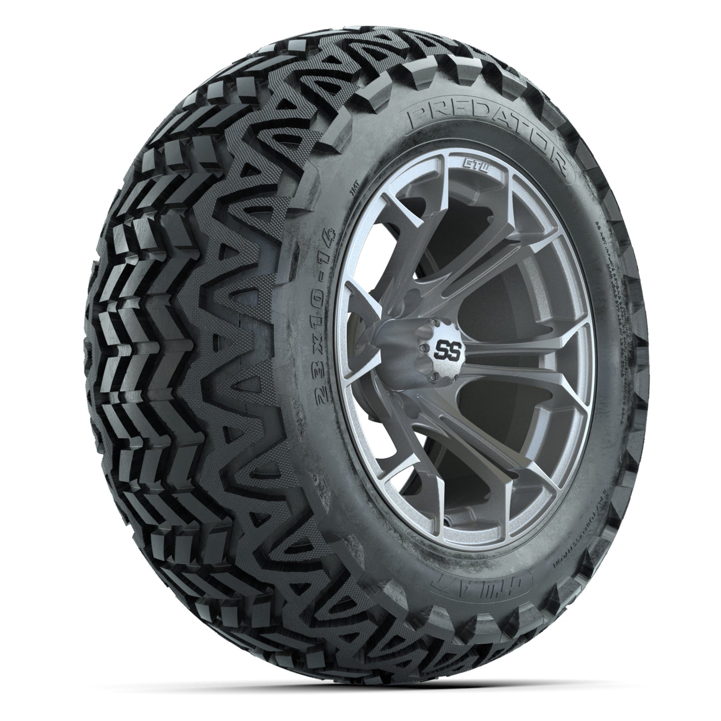 GTW Spyder Silver Brush 14 in Wheels with 23X10-14 Predator All-Terrain Tires – Full Set
