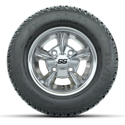GTW Godfather Chrome 10 in Wheels with 205/50-10 Mamba Street Tires – Full Set