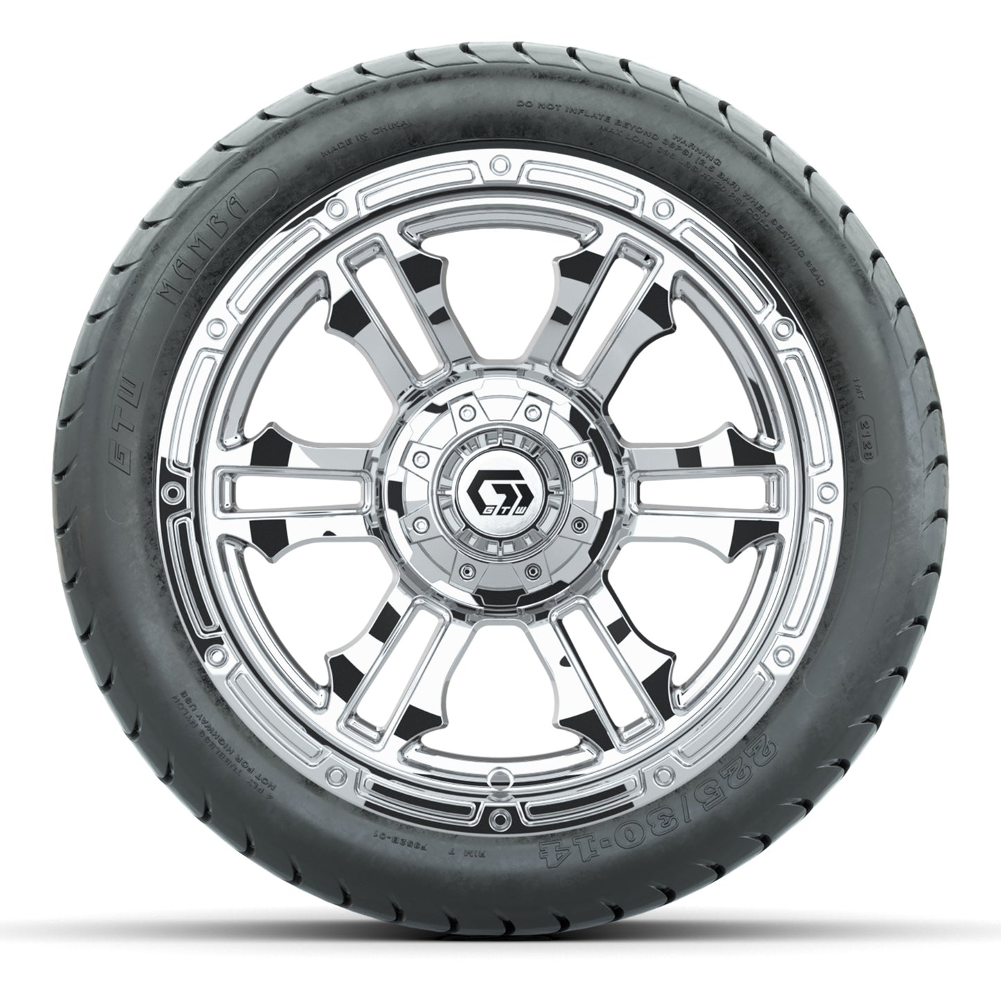 GTW Shogun Chrome 14 in Wheels with 225/30-14 Mamba Street Tires – Full Set