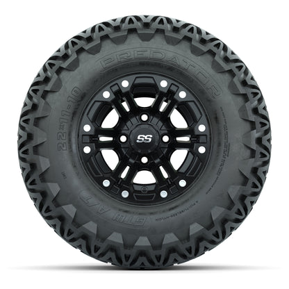 Set of 4 GTW Specter Matte Black Wheels with Predator A-T Tires - 10 Inch