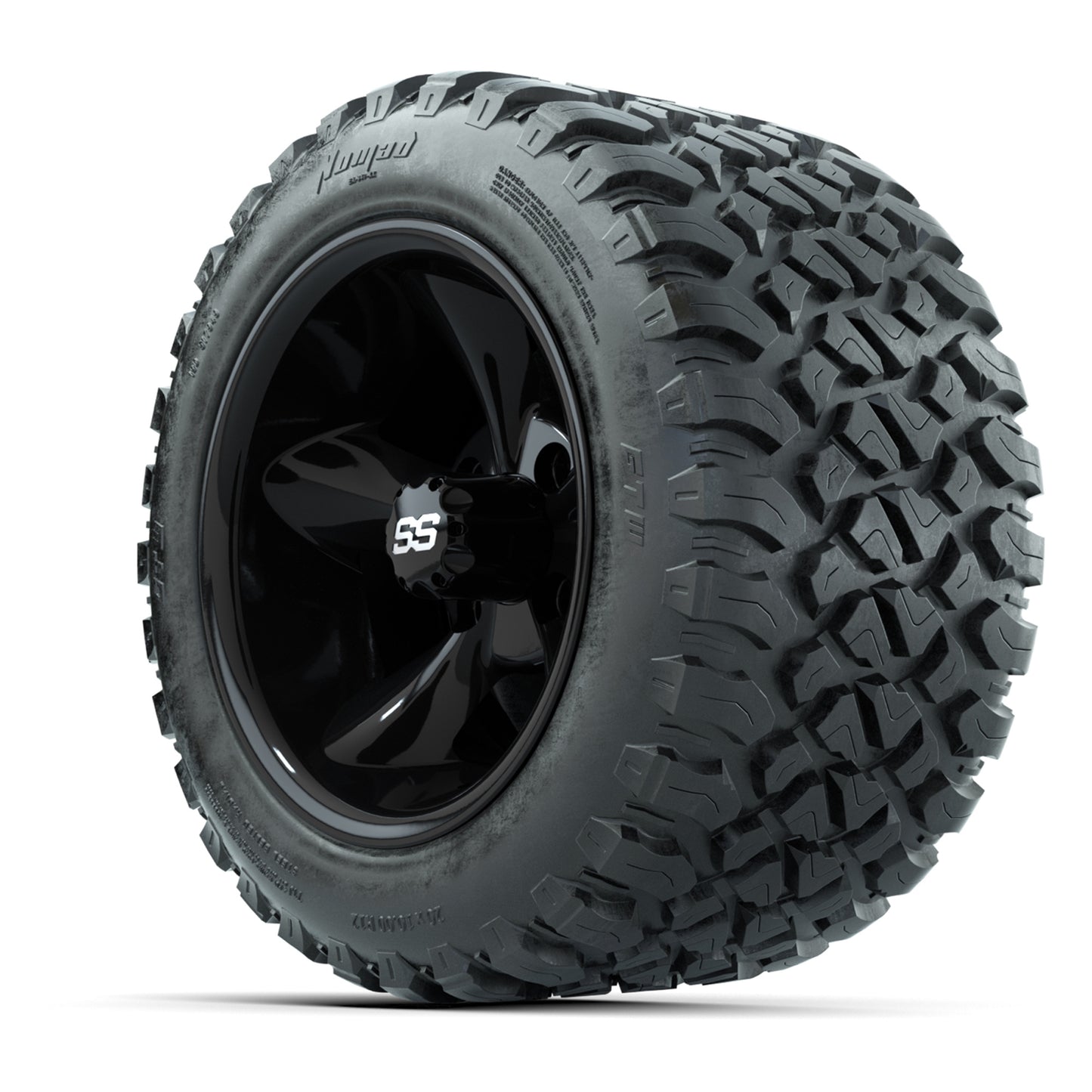 GTW® Godfather Black 12 in Wheels with 20X10-12 Nomad Steel Belt Radial All-Terrain Tires – Full Set