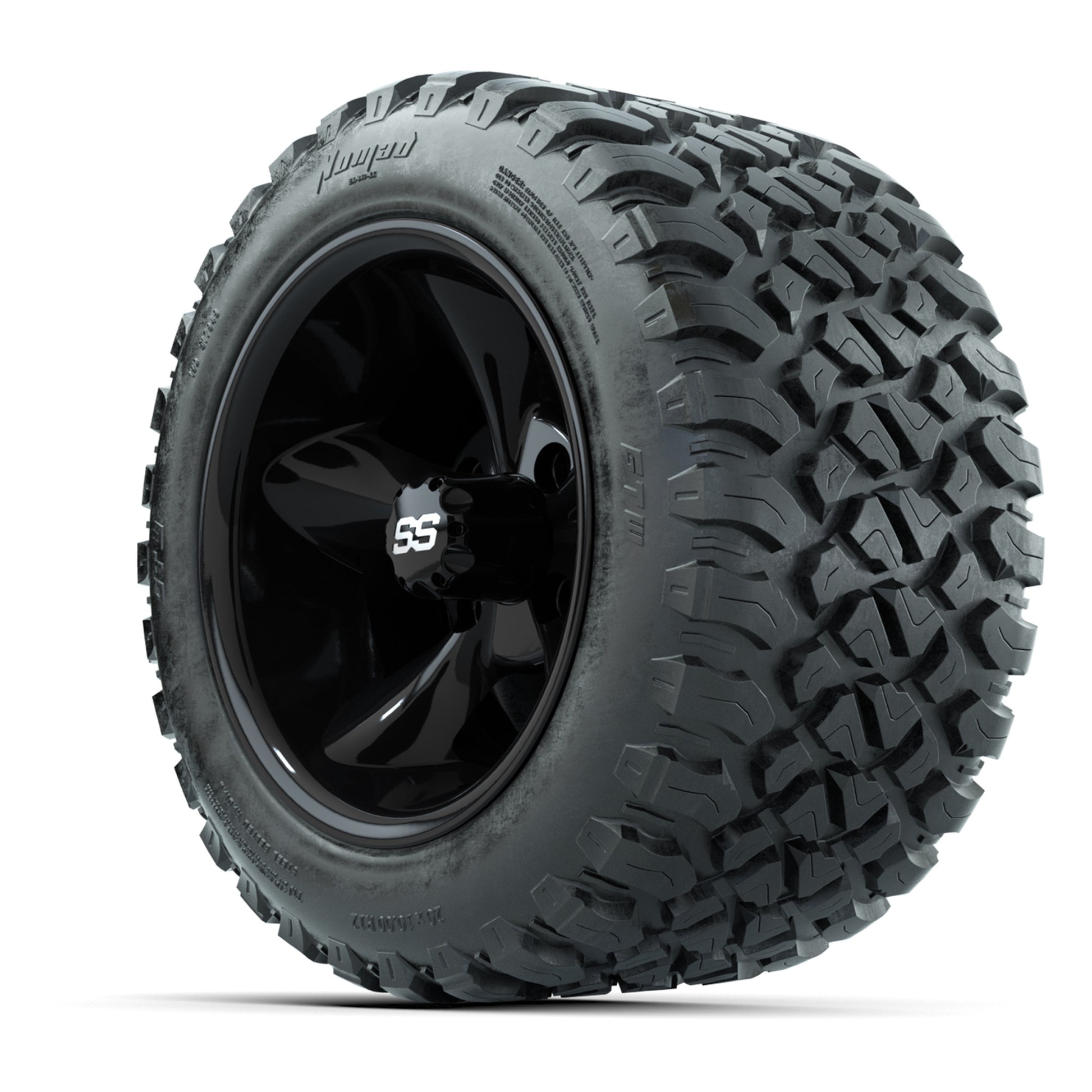 GTW® Godfather Black 12 in Wheels with 20X10-12 Nomad Steel Belt Radial All-Terrain Tires – Full Set