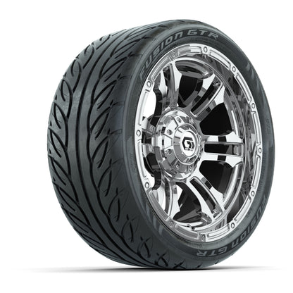 GTW® Shogun Chrome 14 in Wheels with 205/40-R14 Fusion GTR Steel Belted Street Tires – Full Set