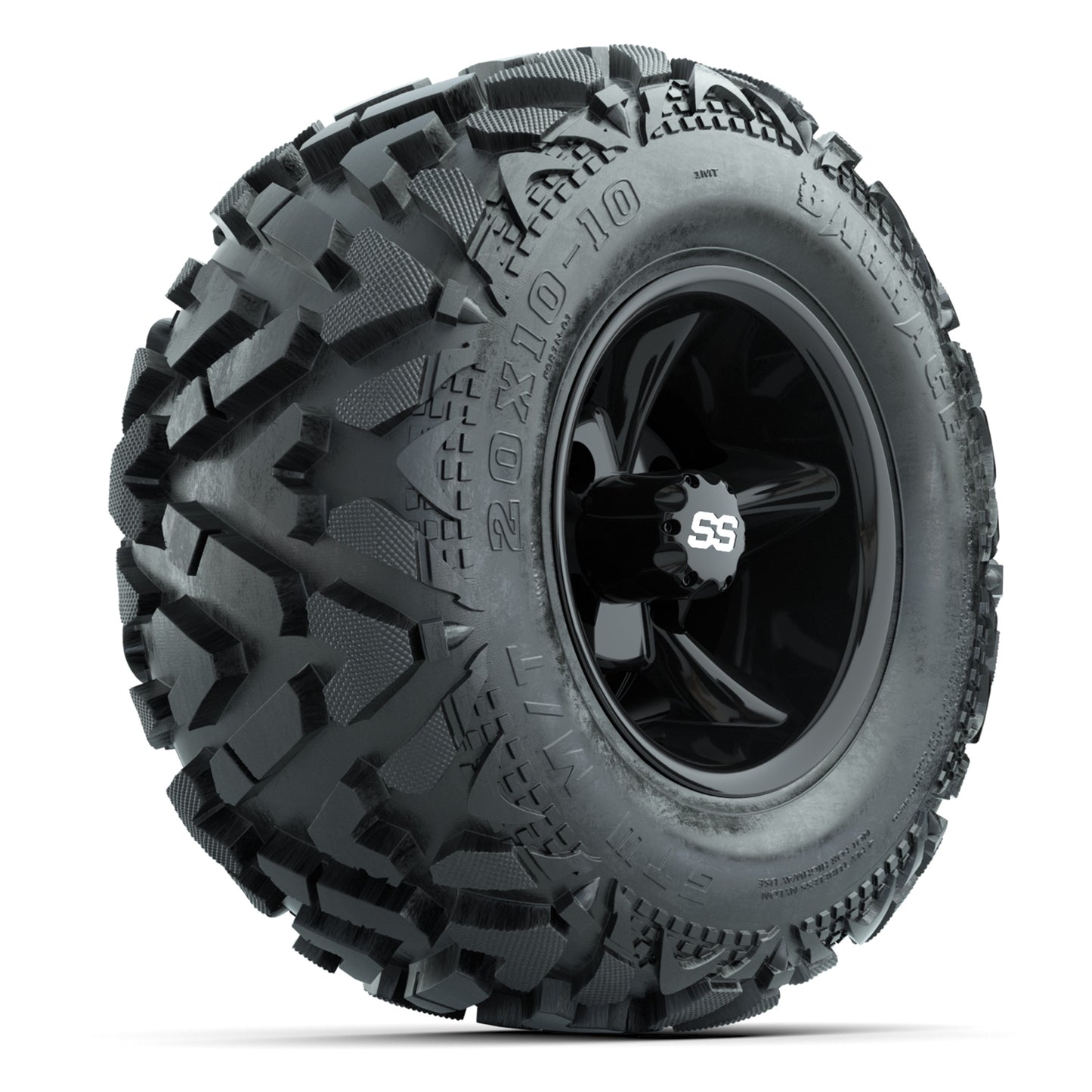 GTW Godfather Black 10 in Wheels with 20x10-10 Barrage Mud Tires – Full Set