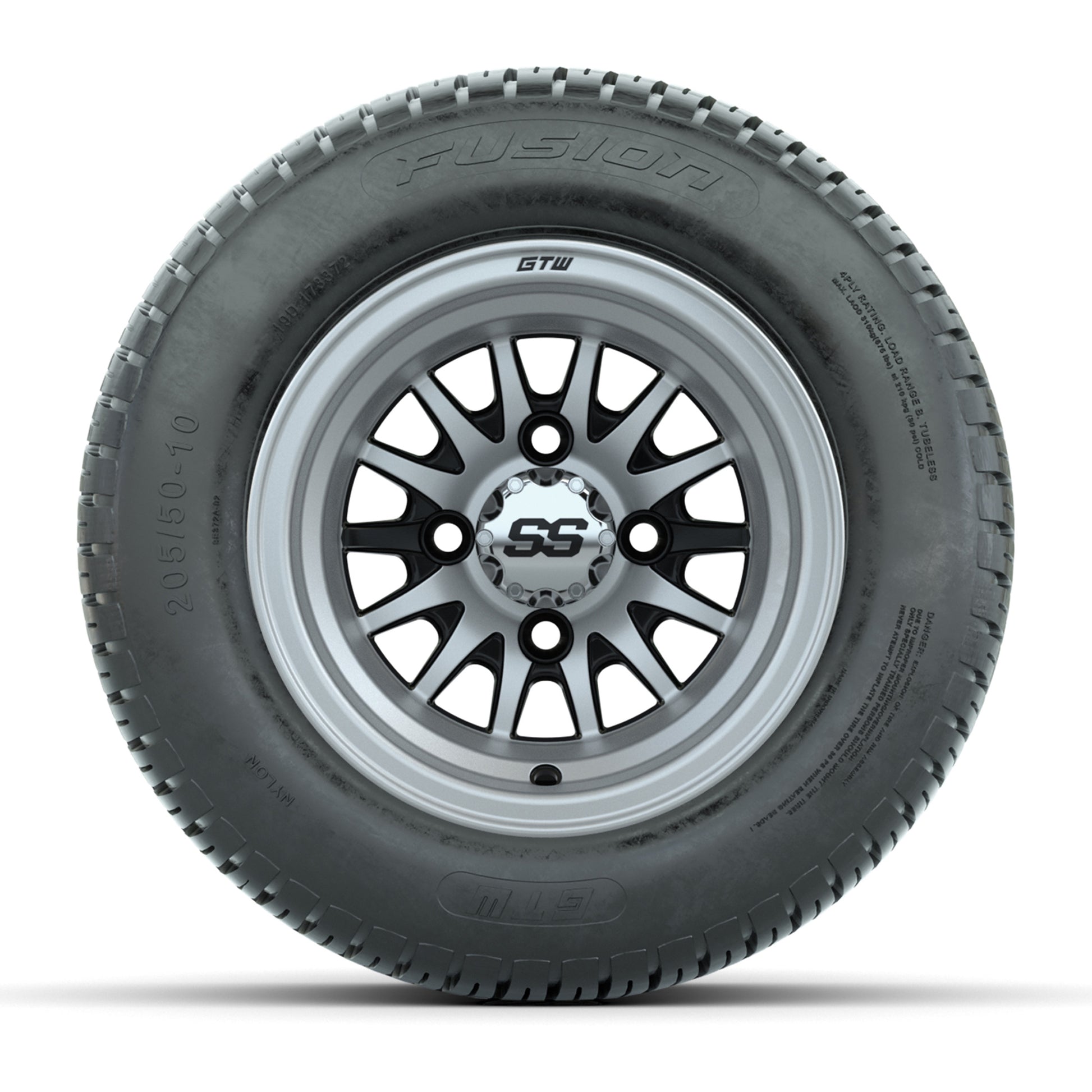 10” GTW Medusa Black and Machined Wheels with Fusion Street Tires – Set of 4