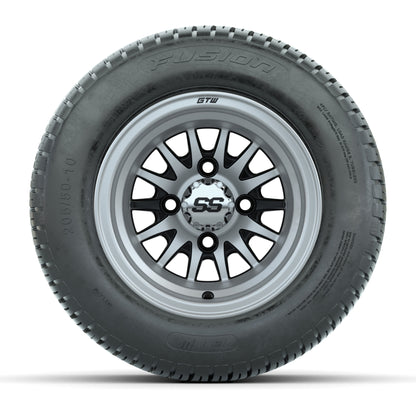 10” GTW Medusa Black and Machined Wheels with Fusion Street Tires – Set of 4
