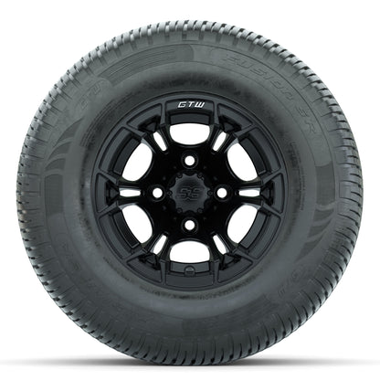 GTW Spyder Matte Black 10 in Wheels with 205/65-R10 Fusion SR Steel Belted Radial Tires - Full Set