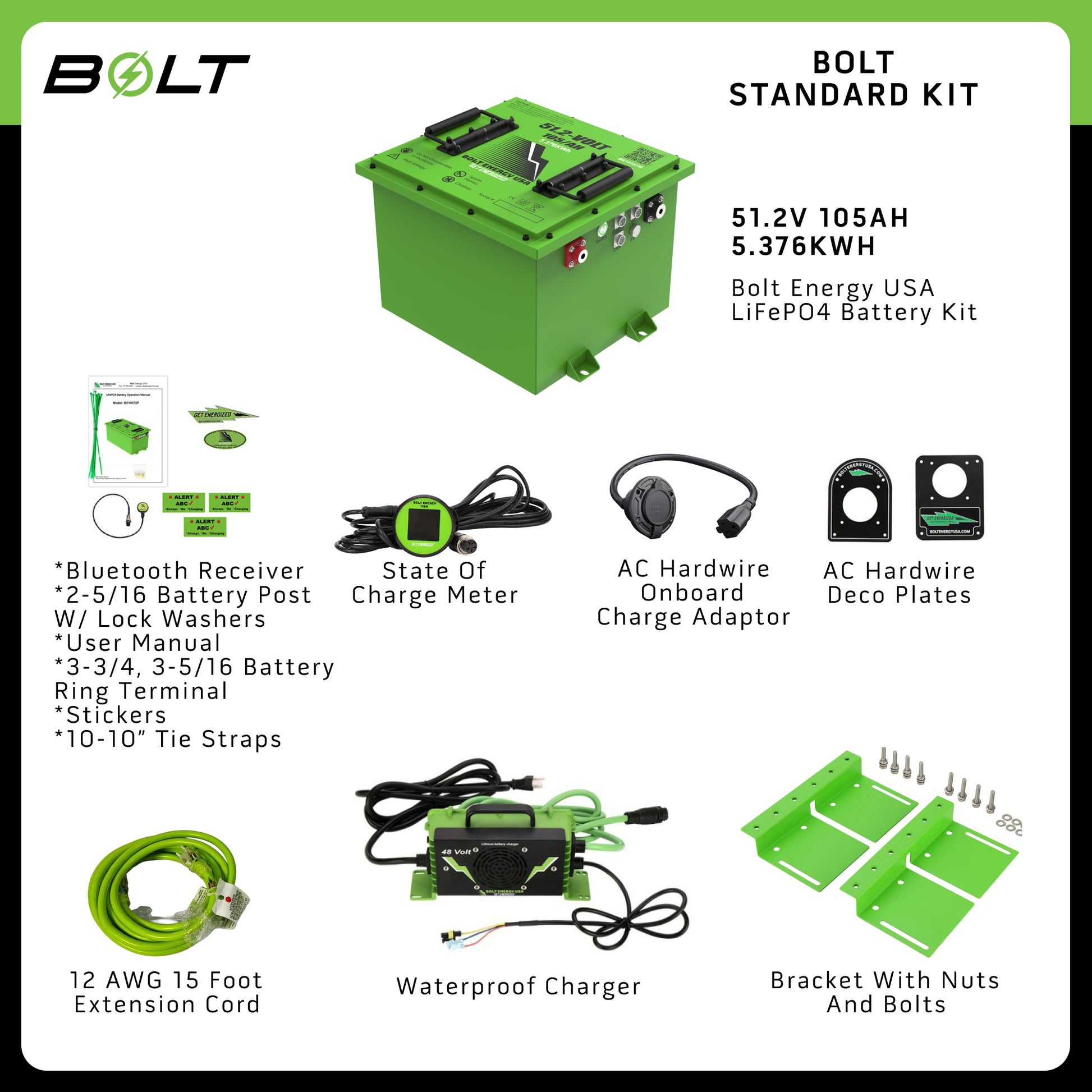 Bolt Energy Yahama Concierge, 51V 105AH Square Standard Battery Kit