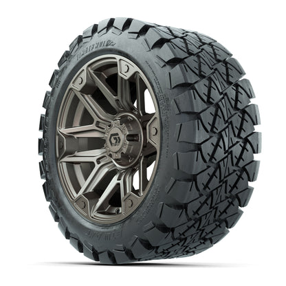 GTW® Graffiti Satin Bronze 14 in Wheels with 22x10-14 Timberwolf All-Terrain Tires – Full Set